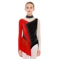 thumbnail image 1 of RUNQHUI Robe de Patinage Artistique pour Filles Enfants à Manches Longues avec Strass Justaucorps à Jupe de Gymnastique Tenue de Ballet Rouge 10, 1 of 5