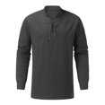 thumbnail image 1 of Chemises Hommes Mode Rétro Couleur Unie Col en Dentelle Chemise Décontractée Ample, 1 of 4