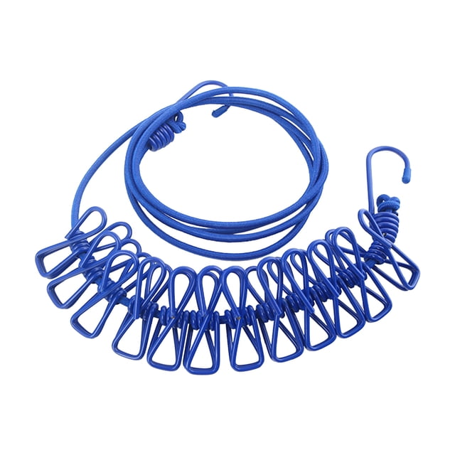 EGNMCR Hooks for Hanging Outdoor Camping Travel Home Retractable Clothesline With Clips Clothesline Portable Windproof Non-slip Drying Rope 12 Clips clothesline Bask