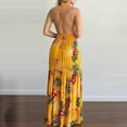 thumbnail image 4 of bbymog Robes Femmes Mode Plage Imprimé Tropical Été Col en V Sans Manches Robe Décontractée Coupe Ample Longues Robes pour Femmes Jaune TG, 4 of 4