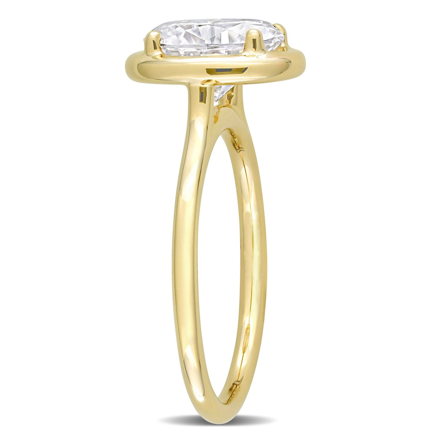 Bague de mariée solitaire ovale Miabella en or jaune 10K avec moissanite 2 carat PPT