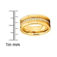 thumbnail image 4 of Men's Goldtone Tungsten Ring Wedding Band Cubic Zirconia Comfort-Fit 8MM, 4 of 5