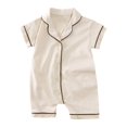 thumbnail image 4 of Birdeem Barboteuse pour Bébés Filles Combinaison d'Été Garçons et Filles Bébé Bouton Manches Courtes Col Rabattu Mignon Shorts Unis Barboteuses, 4 of 12
