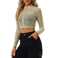 thumbnail image 4 of INSPIRE CHIC Veste Courte à Col Montant Scintillante Transparente pour Femme Halloween Noël L Or, 4 of 6