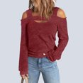 thumbnail image 2 of Blouse Décontractée, Haut à Épaules Dénudées Couleur Unie pour Usage Quotidien Rouge TG, 2 of 6