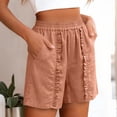 thumbnail image 5 of LVHAOGJOB Womens Shorts Elastic Waist Summer Cottton Linen Plus Size Orange Solid Color Drawstring Shorts Pants for Ladies Loose, 5 of 5