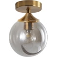 thumbnail image 1 of KCO Lighting Small Smoked Glass Globe Flush Mount Ceiling Light, Brushed Gold Ceiling Lighting, Mid Century Modern Ceiling Light, 1 of 7