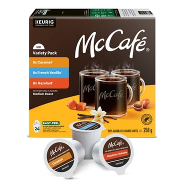McCafe Flavoured Variety Pack 24ct K-Cup Coffee Pods (Hazelnut/Caramel/French Vanilla)
