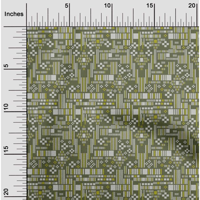 oneOone Silk Tabby Fabric Stripe & Square Geometric  Printed Craft Fabric BTY 42 Inch Wide