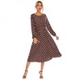 thumbnail image 2 of Robe en Mousseline à Pois pour Femmes, Col à la Taille, Longue, d'Été, Blanche, P, 2 of 7
