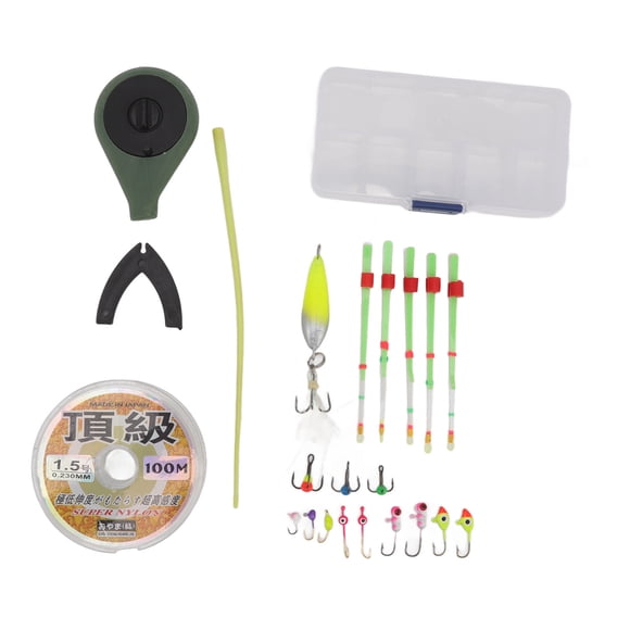 Ice Fishing Pole Combo, Lightweight Ice Fishing Rod Kit Pole Tip 100m Line High Strength For Winter Blue,Yellow,OD Green