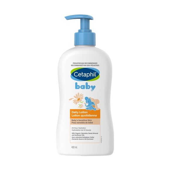 Cetaphil Baby Daily Lotion with Organic Calendula | 24hr Hydration | Hypoallergenic and Pediatrician Recommended | 400ml with Pump