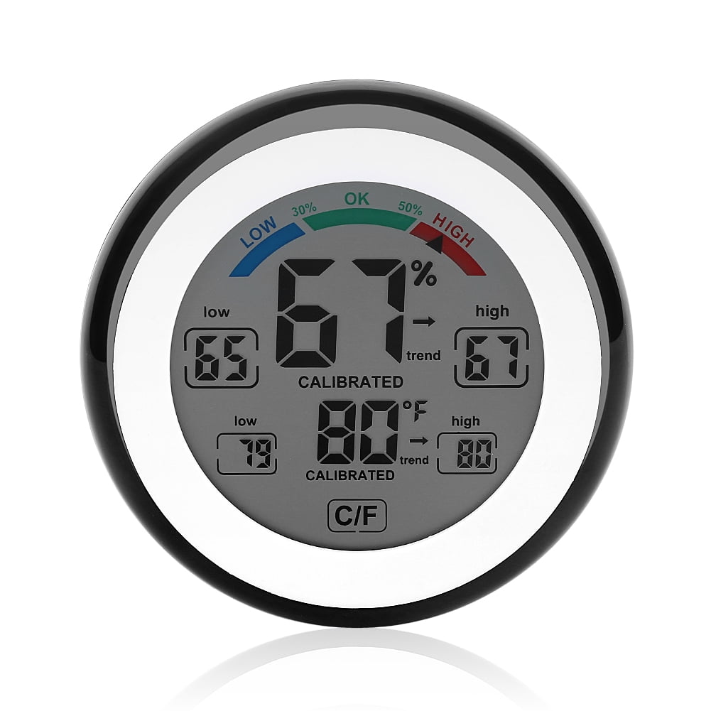 Temperature Meter, Touch Key to Switch Temperature Unit Indoor  Easily Attached Magnetic Metal Temp Display for Desktop Placing or Wall Hanging
