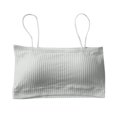thumbnail image 2 of CHUANK Sports Bras for Women Bandeau Padded Ribbed Bralette Adjustable Strap Workout Square Neck Seamless Crop Top Backless Gray One Size, 2 of 2