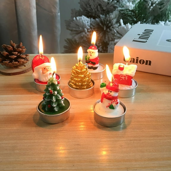 MesaSe 1 Boîte Bougies de Noël Santa Claus Snowman Polyvalentes Pommes de Pin Peintes Décoration Bougies Cadeaux d'Artisanat de Noël Style A Taille Unique