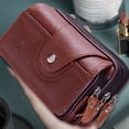 thumbnail image 3 of Men PU Leather Waterproof Waist Bag Mobile Phone Belt Pouch Wallet (Coffee), 3 of 9