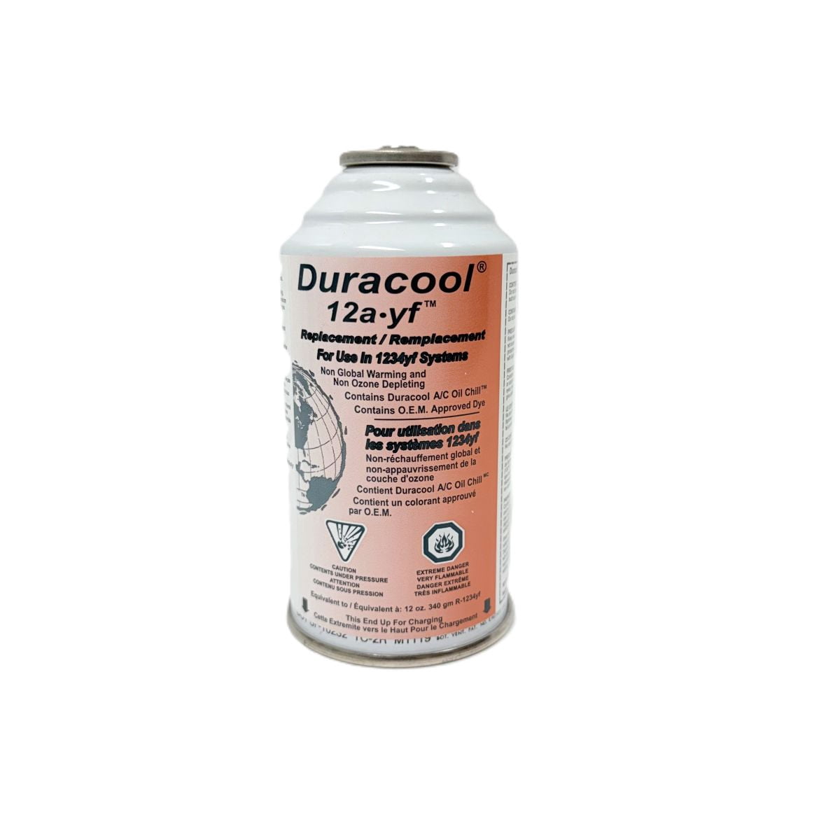 Duracool® 12a-yf Mobile A/C Replacement Refrigerant 8 OZ. Can for 1234yf Systems. (12a-yf hose # YF3015) required installation)