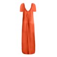 thumbnail image 4 of AherBiu Robe T-Shirt Longue Grande Taille pour Femmes à Manches Courtes, Col en V, Été, Décontractée, Confortable, avec Poches, 4 of 5