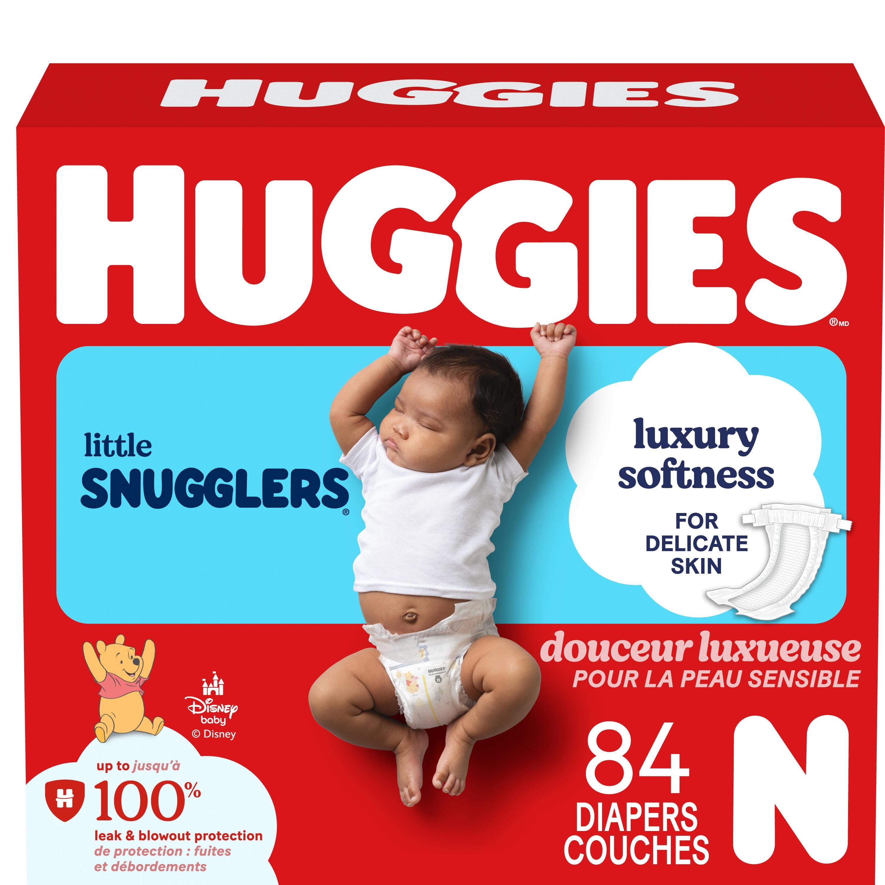 Huggies Little Snugglers Baby Diapers, Newborn (up to 10 lbs), 84 Ct