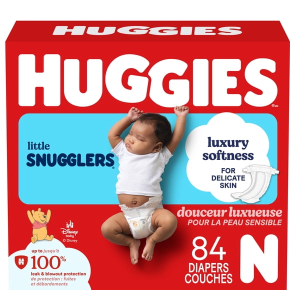 Couches pour bébés Huggies Little Snugglers,Nouveau-né (jusqu’à 4,5 kg [10 livres]), 84 couches