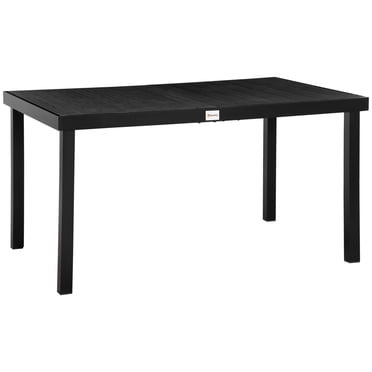 Outsunny Patio Dining Table, Rectangular Aluminum Outdoor Table, Black