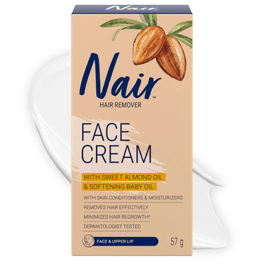 Nair Hair Removal Cream for Face & Upper Lip with Sweet Almond Oil and Baby Oil, 57g