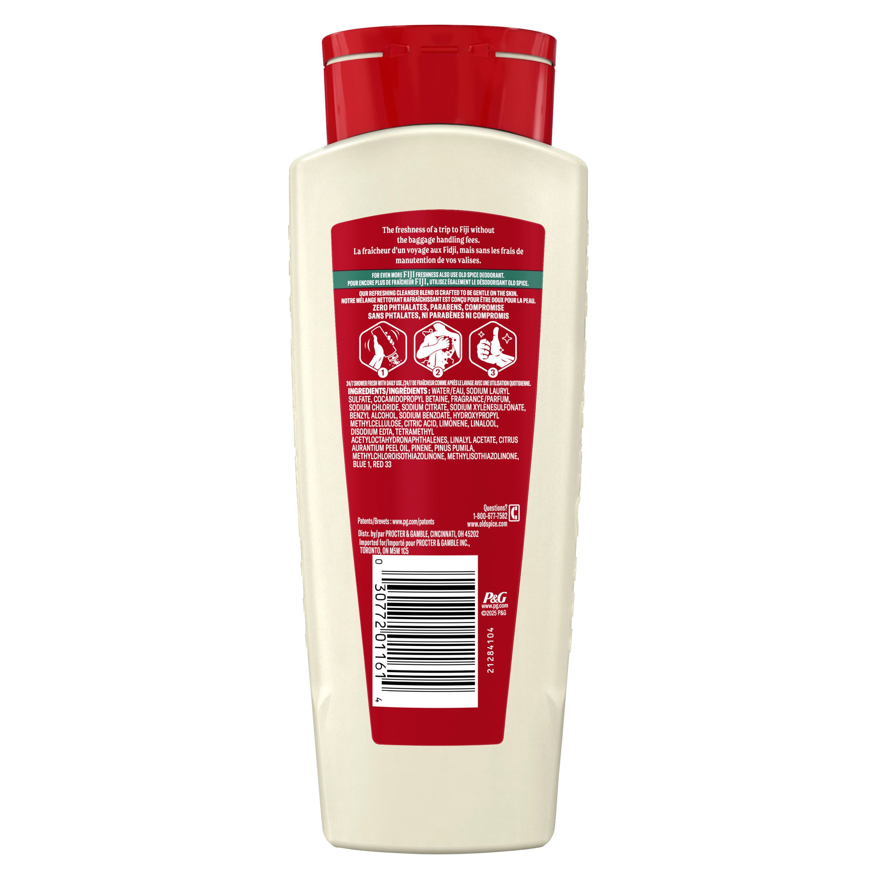 Old Spice Men's Body Wash, Fiji Scent, 24/7 Shower Fresh, Long Lasting Scent