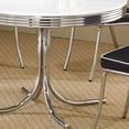 thumbnail image 3 of Table à Manger Rétro Ronde de 42 Po avec Dessus en Bois, Blanche et Chrome, 3 of 7
