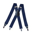 thumbnail image 2 of lionlar Bretelles pour Hommes Sangles Élastiques Unies Robustes 4 Pinces Ajustables Unisexe Bleu Foncé, 2 of 7