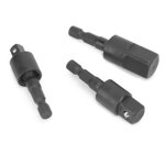 Loewten Hex Drill Adapter Socket,3Pcs Power Drill Socket Set Metal Hex Shank Impact Driver Adapter 360 Degree Rotatable Black,Hex Drill Adapter