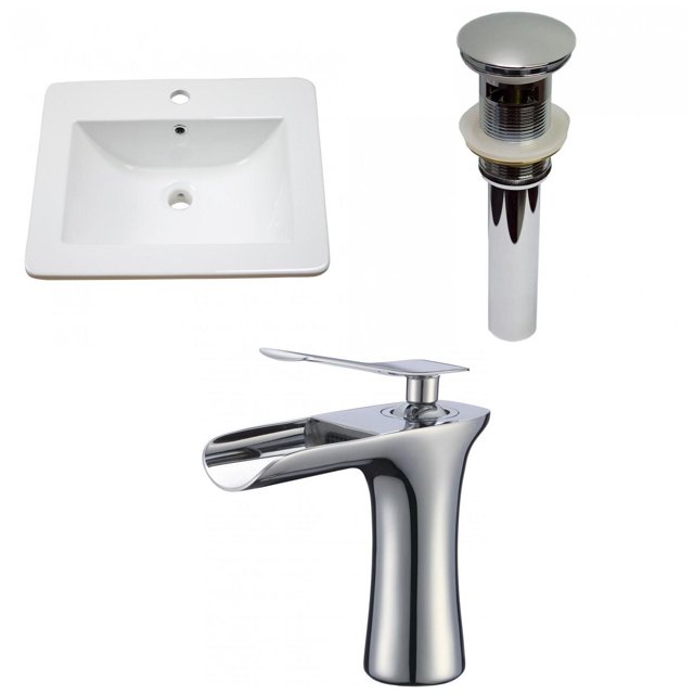 American Imaginations 21-in. W 1 Hole Ceramic Top Set In White Color - Overflow Drain Incl. AI-33065