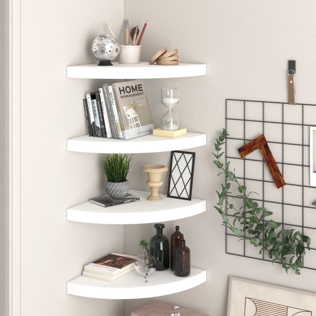 vidaXL Étagères d'Angle Flottantes 4 Pcs Blanc 35x35x3,8 cm MDF