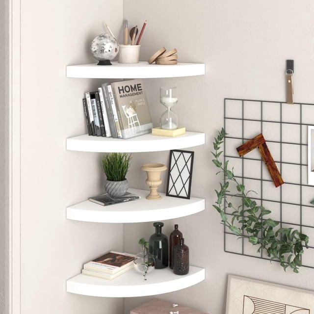 vidaXL Étagères d'Angle Flottantes 4 Pcs Blanc 35x35x3,8 cm MDF
