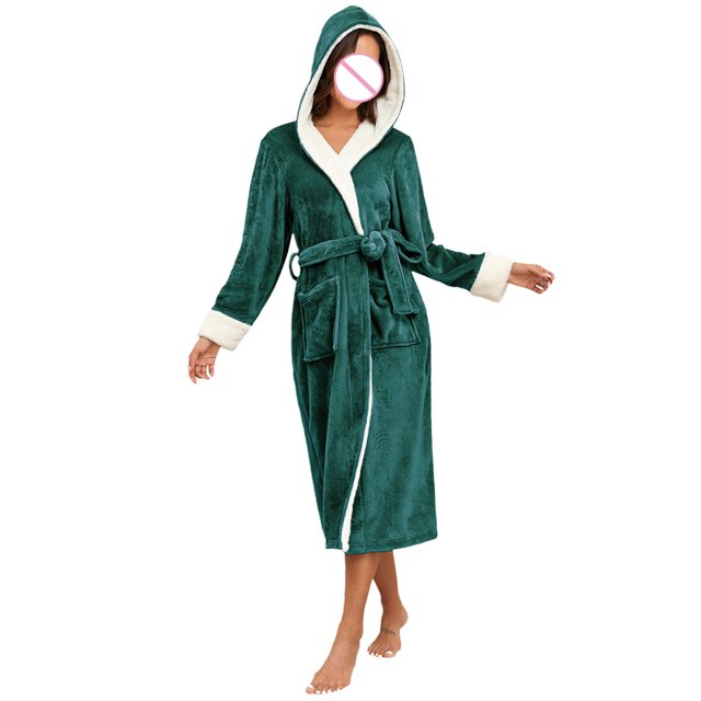 Penkiiy Womens Robe Long Kint Bathrobe Lightweight Soft Robes Ladies Bath Robe XL Green