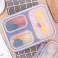 thumbnail image 3 of CNKOO Silicone Lunch Box 3 Compartments Foldable Home Work School Food Breakfast Container Washable Lunchbox with Spoon for Adults Pink, 3 of 8