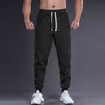 thumbnail image 4 of Ceisia Men Solid Color Loose Casual Pants Elastic Waist Drawstring Sports Gift Work Trousers, 4 of 5
