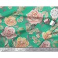 thumbnail image 2 of Soimoi Poly Georgette Fabric Leaves & Rose Flower Fabric Prints By Yard 52 Inch Wide, 2 of 3