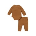 thumbnail image 3 of Gupgi Ensemble 2 Pcs pour Tout-Petit, Barboteuse à Manches Longues à Col Henley + Pantalon Décontracté, 3 of 8