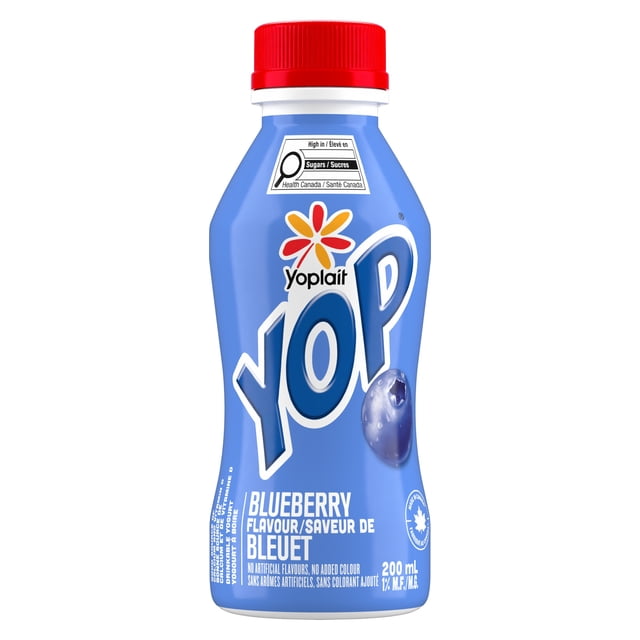 Yoplait Yop 1% Drinkable Yogurt, Blueberry, Kids Snack, 200ml