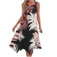 thumbnail image 2 of Ovzne Robes pour Femmes Robe de Plage Robes pour Femmes Sans Manches Col Rond à Cordon Décontractée à Volants Robe Trapèze Courte Grande Taille Robe Maxi Liquidation, 2 of 7