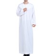 thumbnail image 4 of RXIRUCGD Men's Muslim Robe Arab Middle Robe Long Style Long Sleeve Neck Pocket Long Shirt Fashion Casual Robe, White, Size: L, 4 of 9