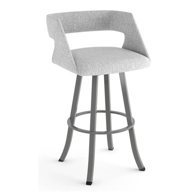 Amisco Metro 30.75" Polyester Swivel Bar Stool in Gray White/Glossy Gray