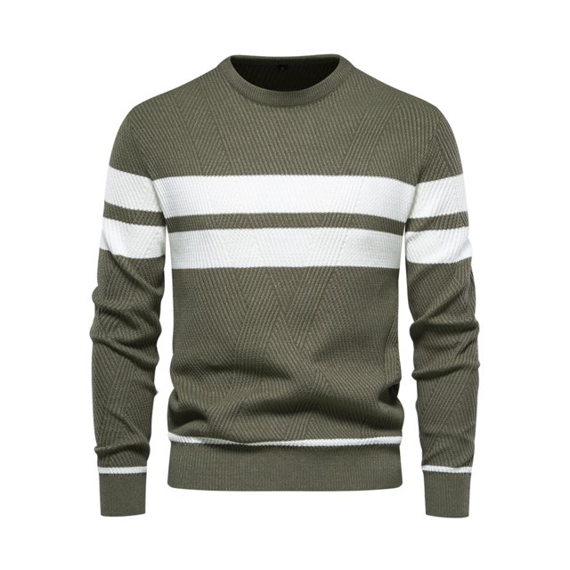 Innerwin Chandail Manches Longues Homme chandail-Over Hauts Usage Quotidien Col Rond Ample Tricoté Chandails Vert Armée TG