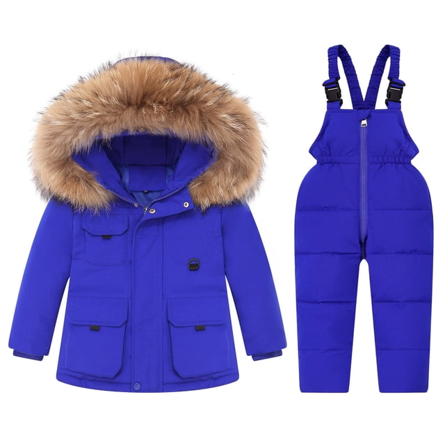 GDREDA Little Girls Winter 2-Piece Ski Snowsuit Set Puffer Jacket and Pants Blue,4-5 Years