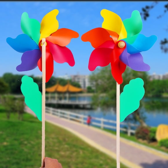 Rainbow Flower Pinwheels, 10 Pack, Pinwheels for Yard and Garden, Pinwheels for Kids, Wind Pinwheel, Flower Wind Spinners