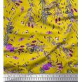 thumbnail image 1 of Soimoi Jaune Popeline de Coton Tissus Insectes, Roses et Feuilles Tissus Imprimés par Yard 42 Pouces de Large, 1 of 3