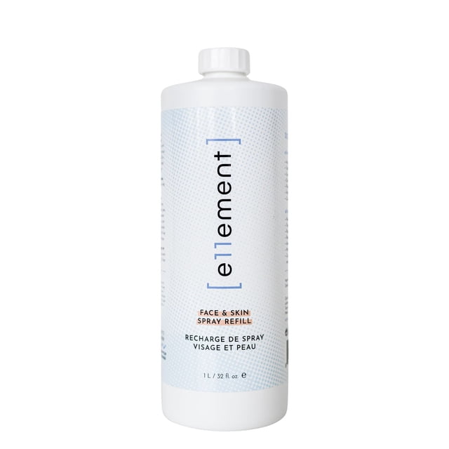 E11ement Inc. Facial Toners & Astringents 1L Refill bottle with white cap and light blue dotted label, formulated with pure hypochlorous acid to soothe sensitive skin, designed for daily face and skin spray refill, suitable as toner, cleanser, and scalp refresher for home or professional use.