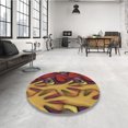 thumbnail image 4 of Ahgly Company Tapis Rond Lavable en Machine Intérieur Transitionnel Brun Cannelle, 3 Pieds Rond, 4 of 7