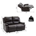 thumbnail image 2 of HOMCOM Double Reclining Loveseat Manual Reclining Sofa, PU Faux Leather Pullback Control with Footrest Sofa Set for Living Room, Brown, 2 of 6