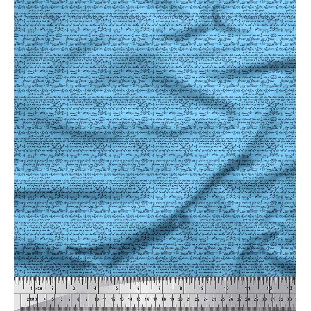 Soimoi Poly Georgette Fabric Geometric Formula Education Theme Print Fabric by Yard 52 Inch Wide